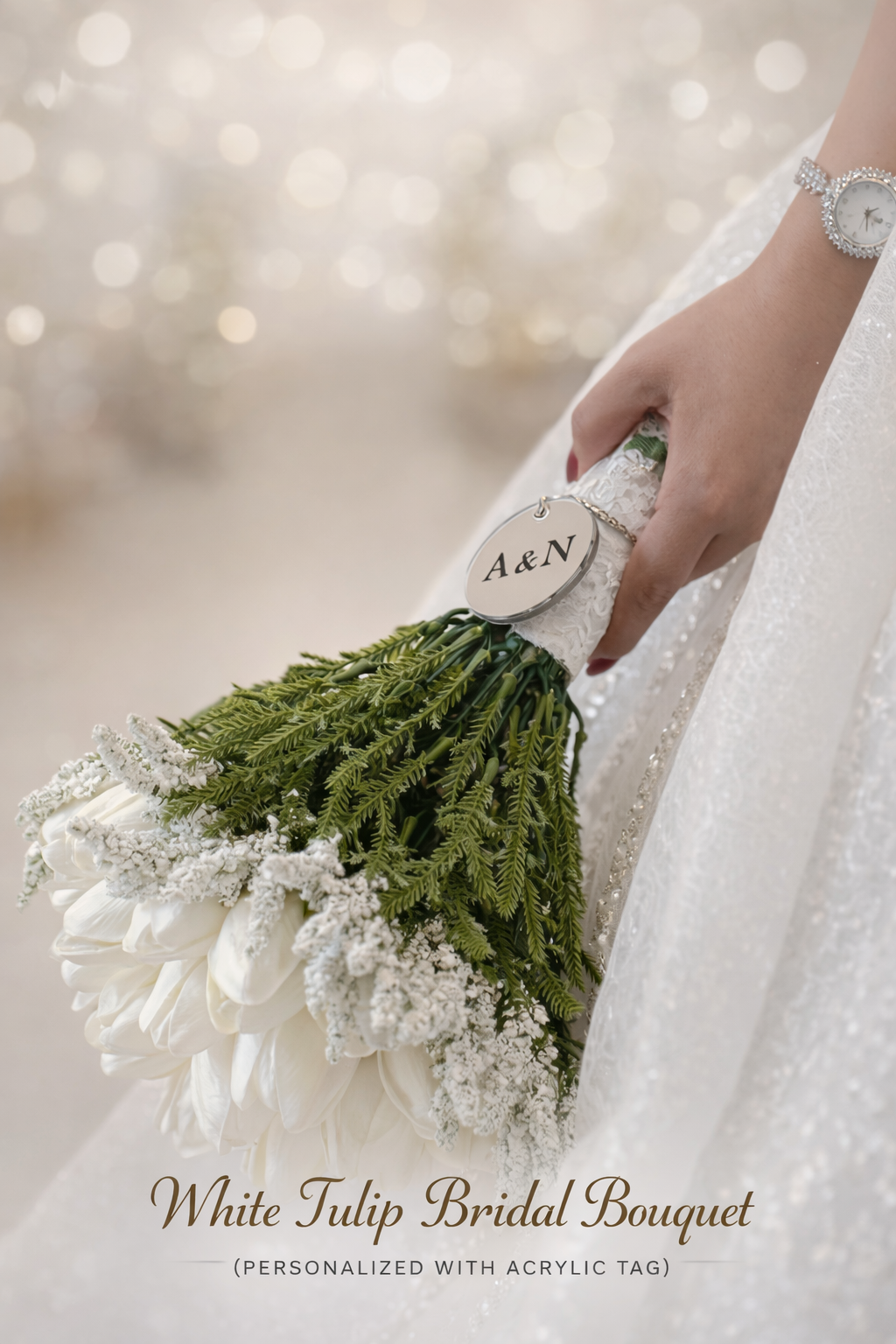 🌿 بوكيه توليب أبيض